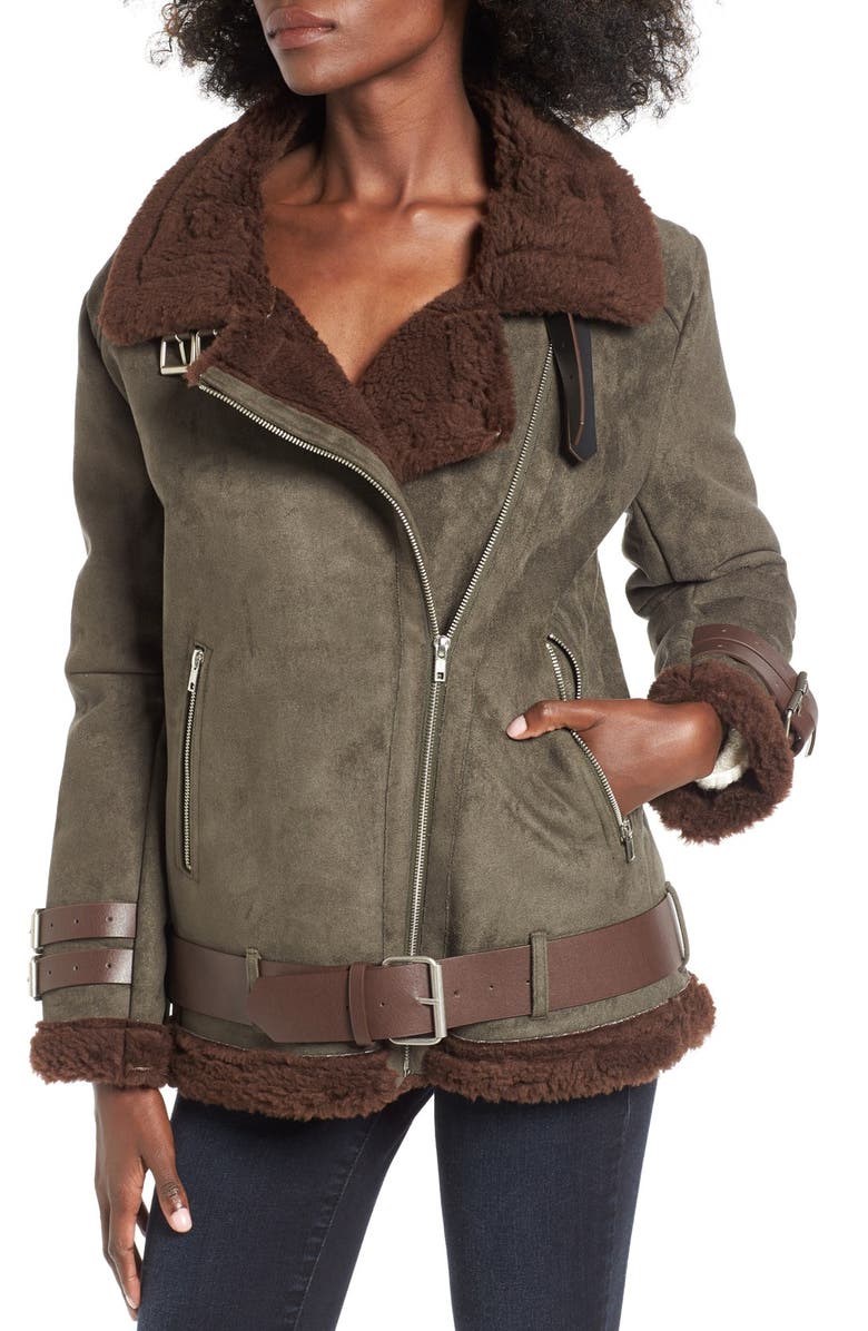 J.O.A. Faux Shearling Jacket, Alternate, color,
