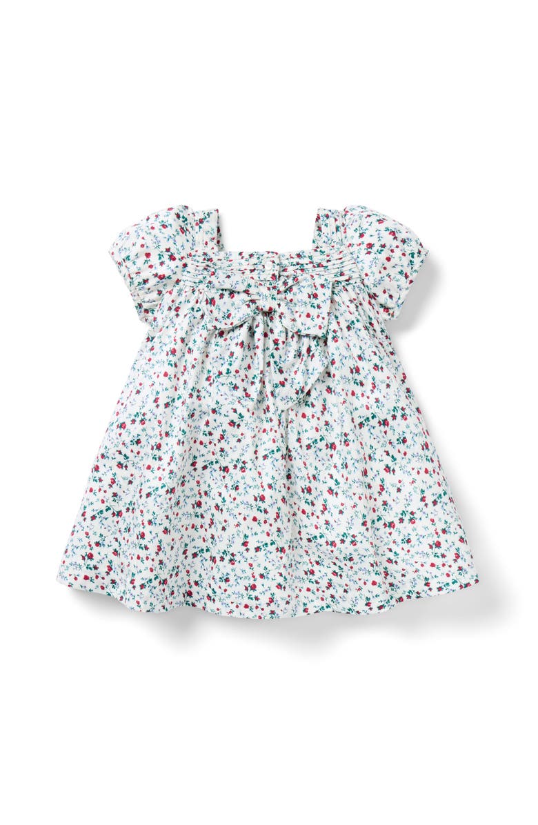 Janie and Jack Baby Ditsy Floral Puff Sleeve Dress, Alternate, color, White