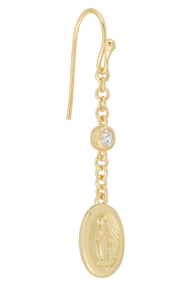 Virgin Mary Drop Earrings, Alternate, color, GOLD