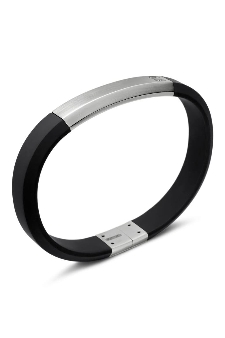 Streamline® ID Black Rubber Bracelet with Sterling Silver, Alternate, color, STERLING SILVER