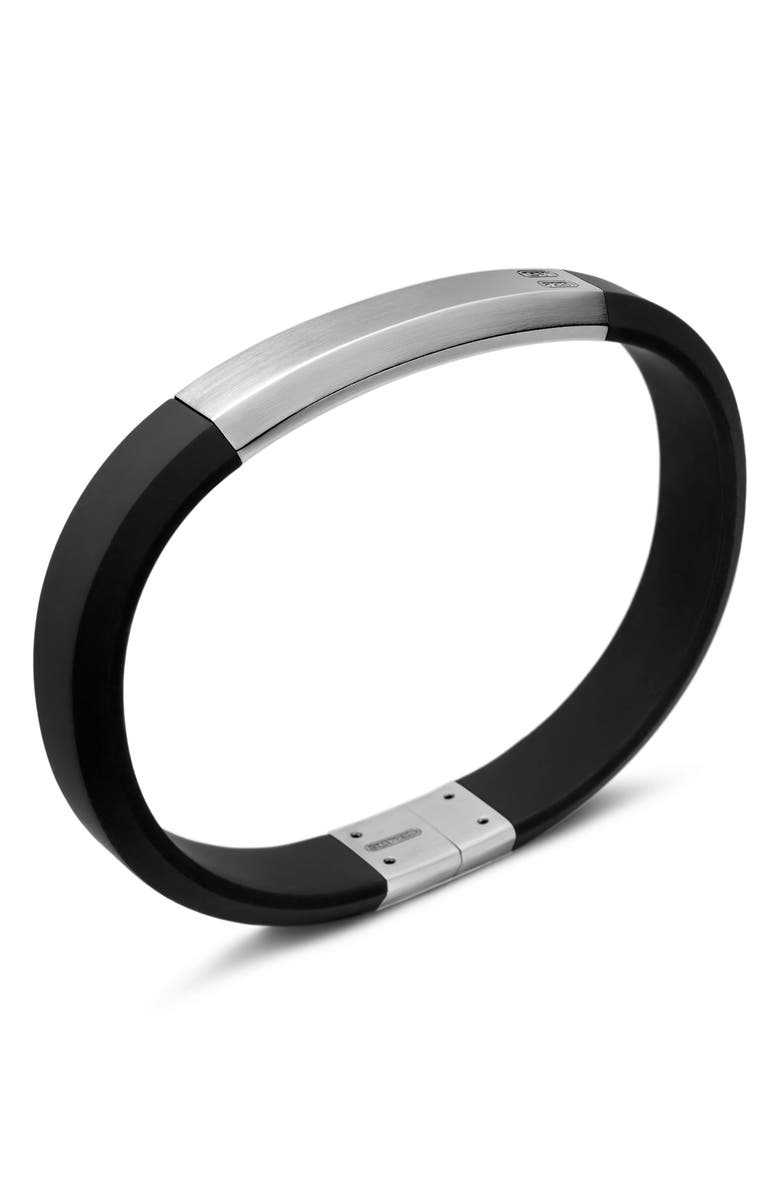 David Yurman Streamline<sup>®</sup> ID Black Rubber Bracelet with Sterling Silver, Alternate, color, Sterling Silver