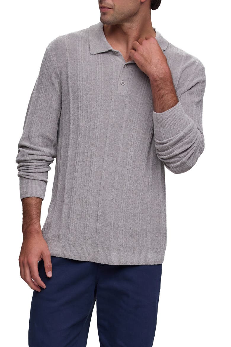 CozyChic Ultra Lite® Long Sleeve Rib Polo, Main, color, PEWTER