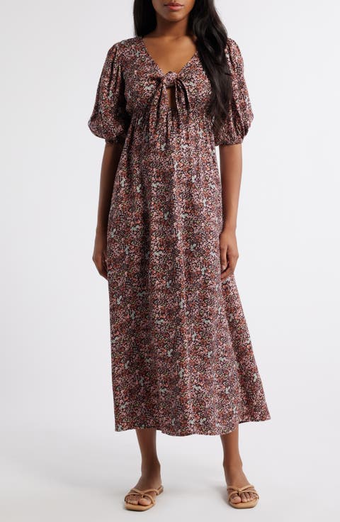 Night Fall Floral Crepe Maxi Dress