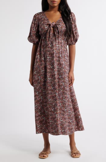 Billabong Night Fall Floral Crepe Maxi Dress In Black Sands