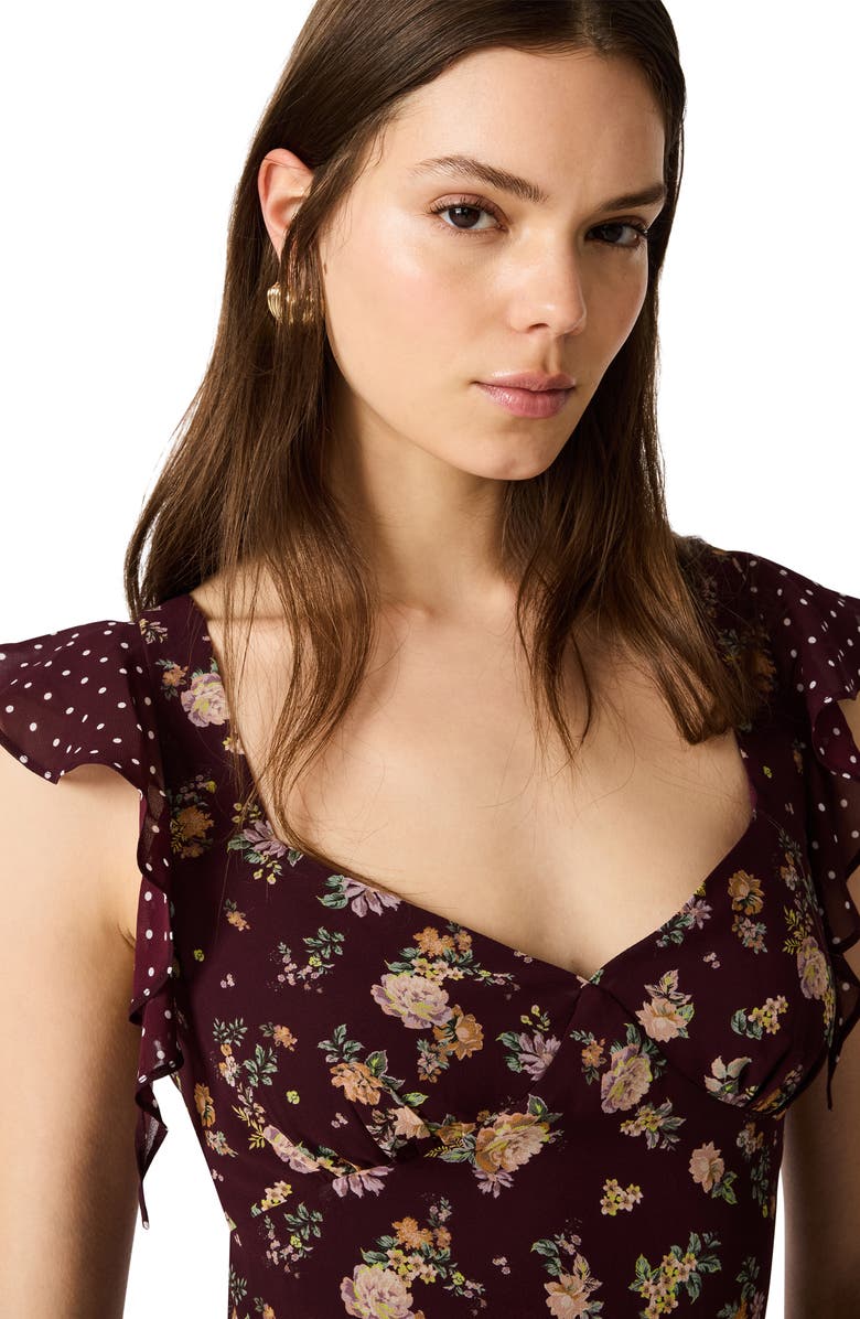 Steve Madden Tanisha Floral Print Minidress, Alternate, color, Port