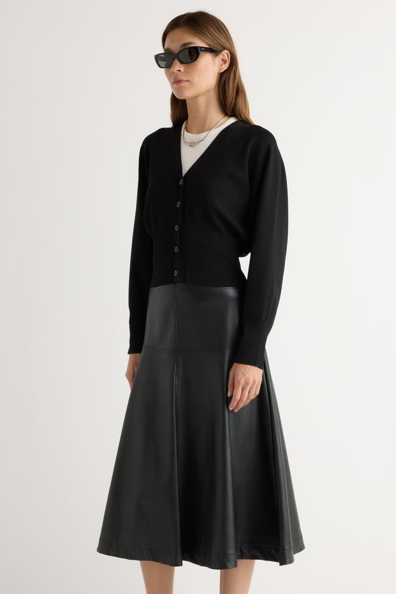 Carson Button-Front Cardigan, Alternate, color, Black