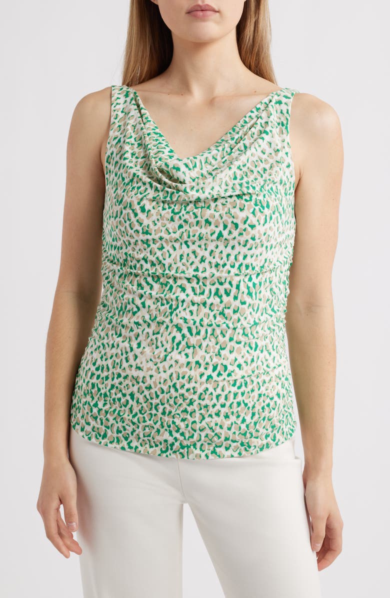 Anne Klein Animal Spot Cowl Neck Tank, Main, color, 