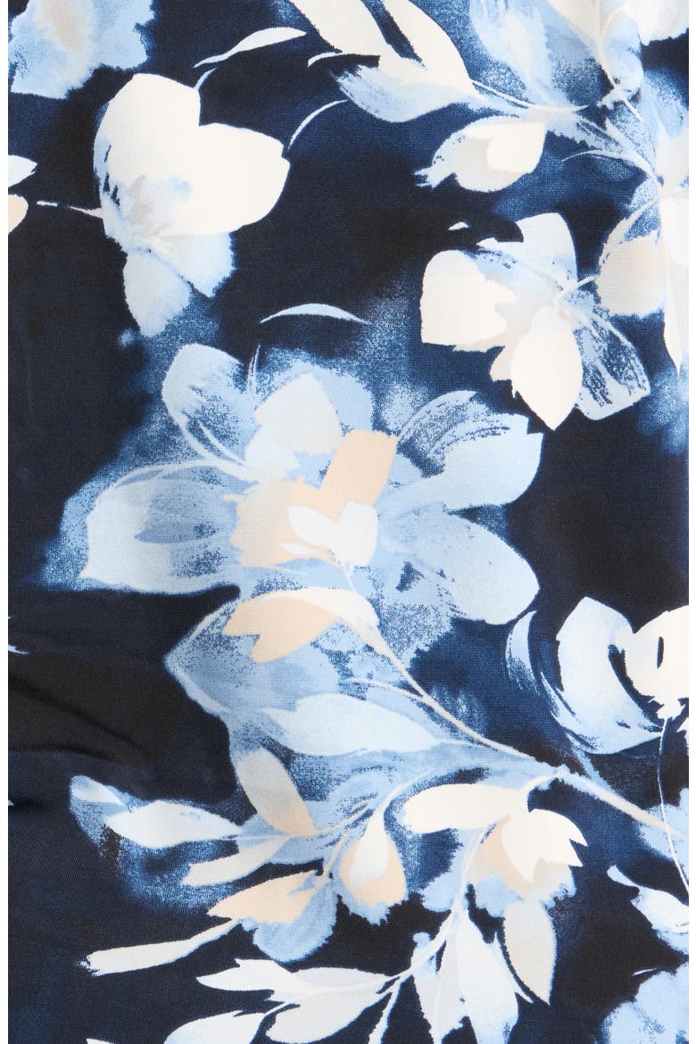 Floral Mixed Media Faux Wrap Blouse, Alternate, color, DUTCH BLUE MULTI