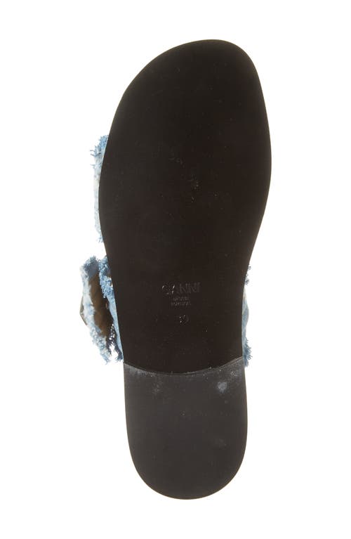 Ganni Lace Double-strap Mules Eyelet Detailing In Faded Denim