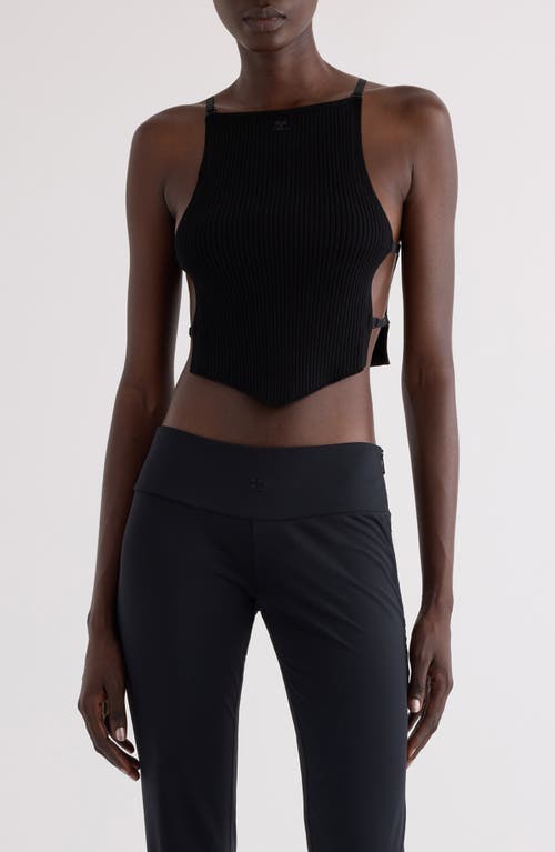 Courrèges Open Side Rib Knit Tank In Black