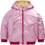 Mini Boden Kids' Reversible Metallic Hooded Bomber Jacket