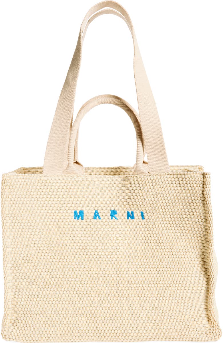 Marni Small Woven Tote Bag, Main, color, White