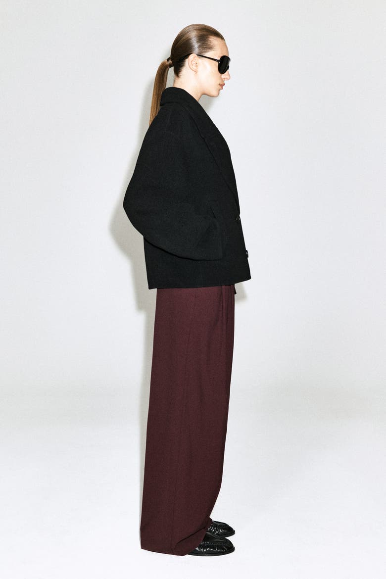 Oversized Double-Faced Wool Jacket, Alternate, color, BLACK