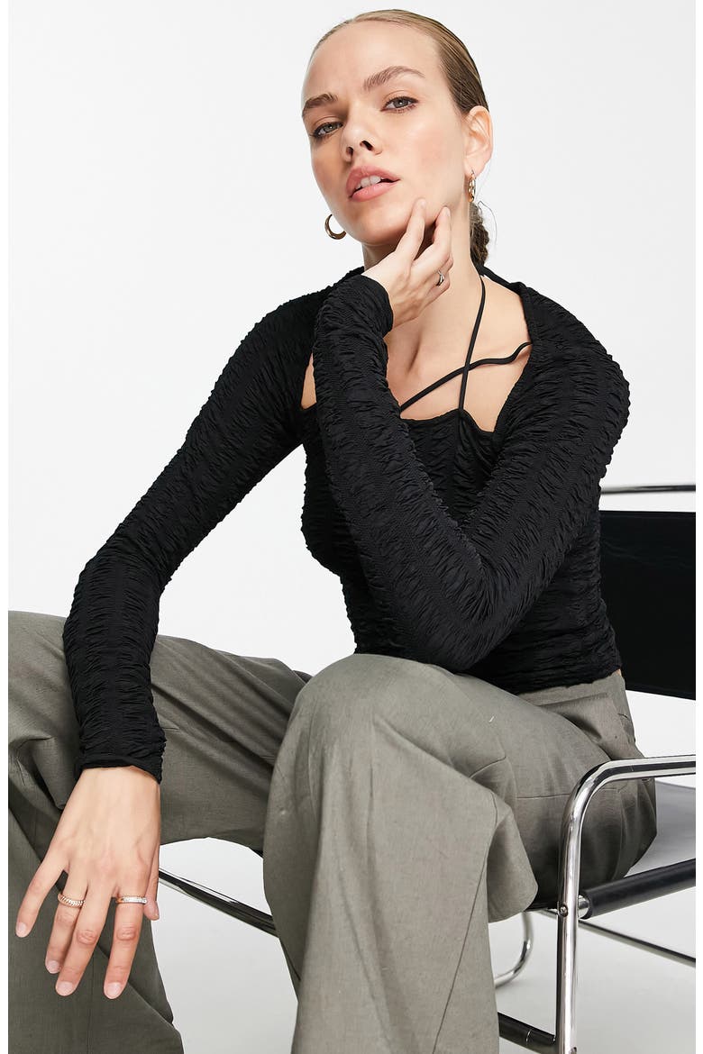 Ruched Long Sleeve Top, Main, color, STONE