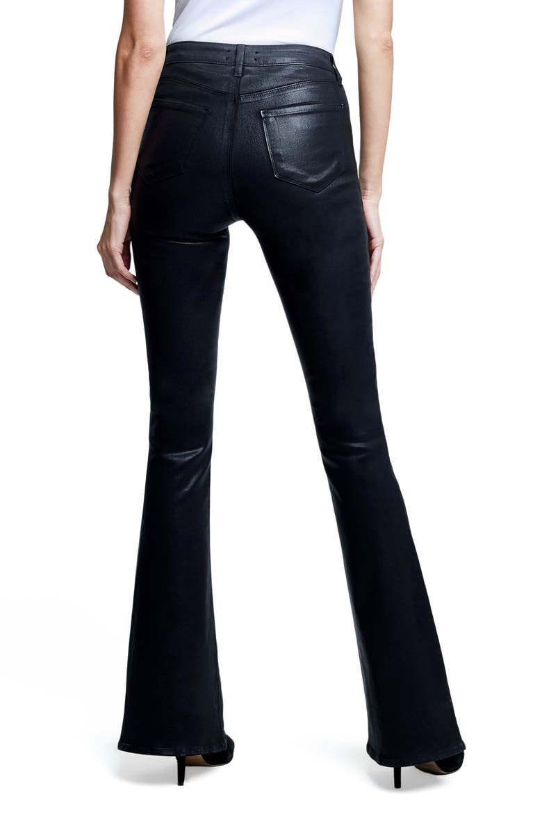 L'AGENCE Marty Coated High Waist Flare Leg Jeans, Alternate, color, Noir Coated