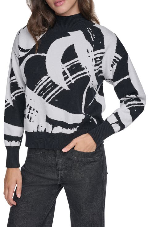 Brushstroke Mock Neck Sweater