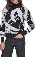 DKNY Brushstroke Mock Neck Sweater