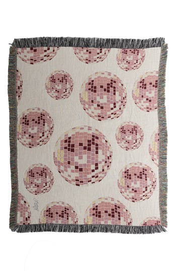 Deny Designs Lindsay Kay Disco Balls Fringe Throw Blanket In Sand
