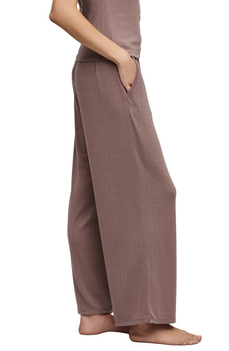 Barefoot Dreams<sup>®</sup> Scalloped Trim Pointelle Wide Leg Pants, Alternate, color, Sable