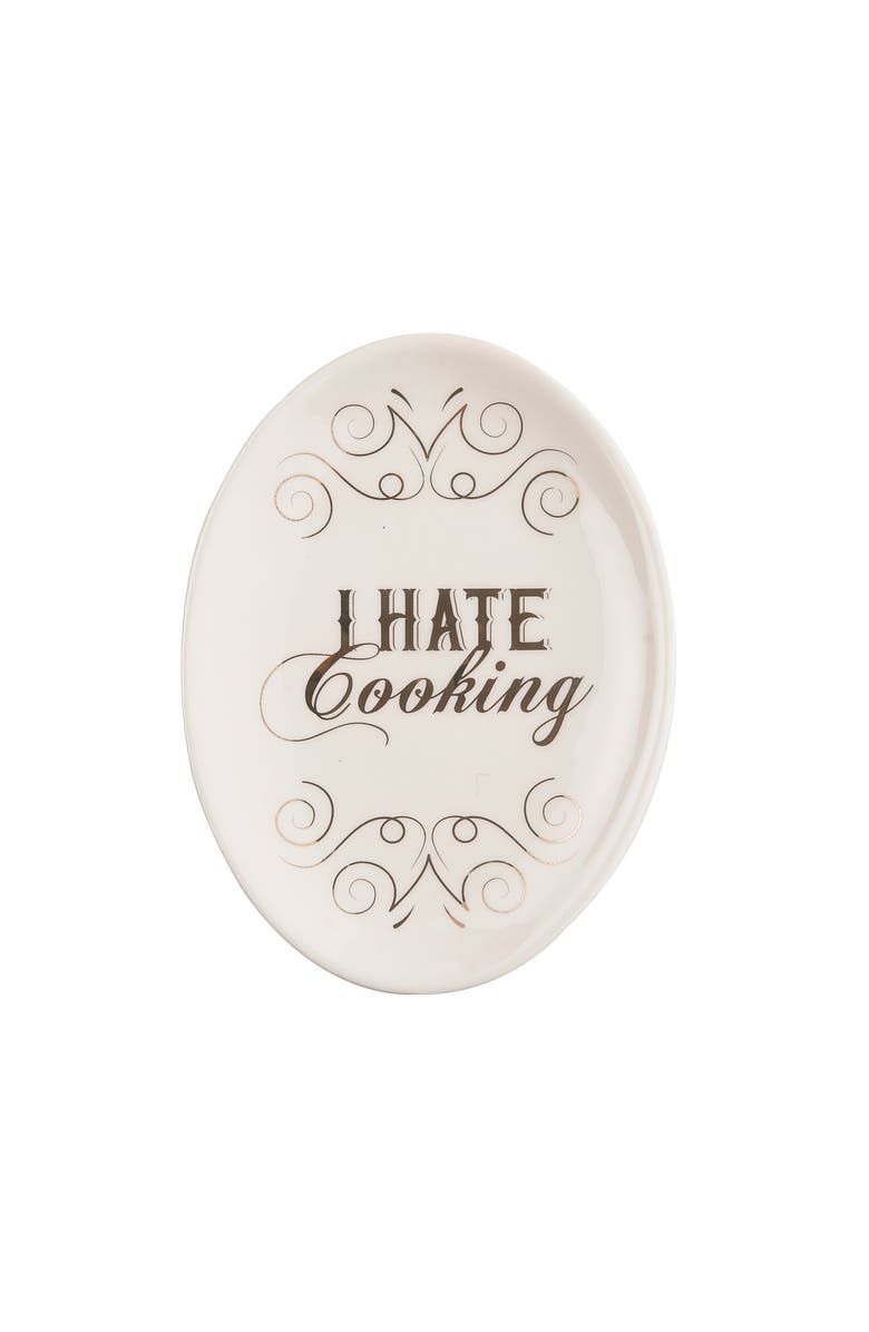 Totalee Gift I Hate Cooking Cer Spoon Rest Ceramic White, Main, color,