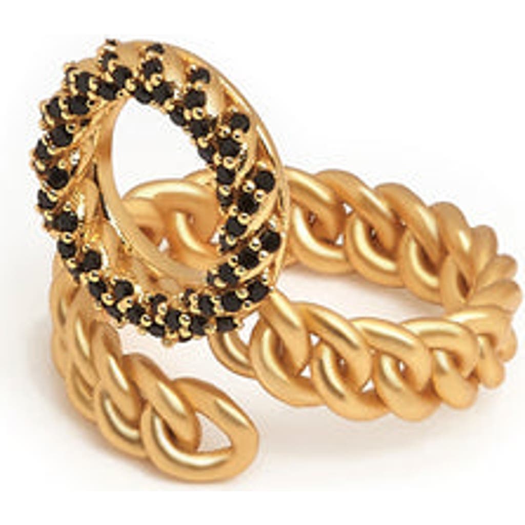Zarux Circle Twist Cuban Ring In Gold