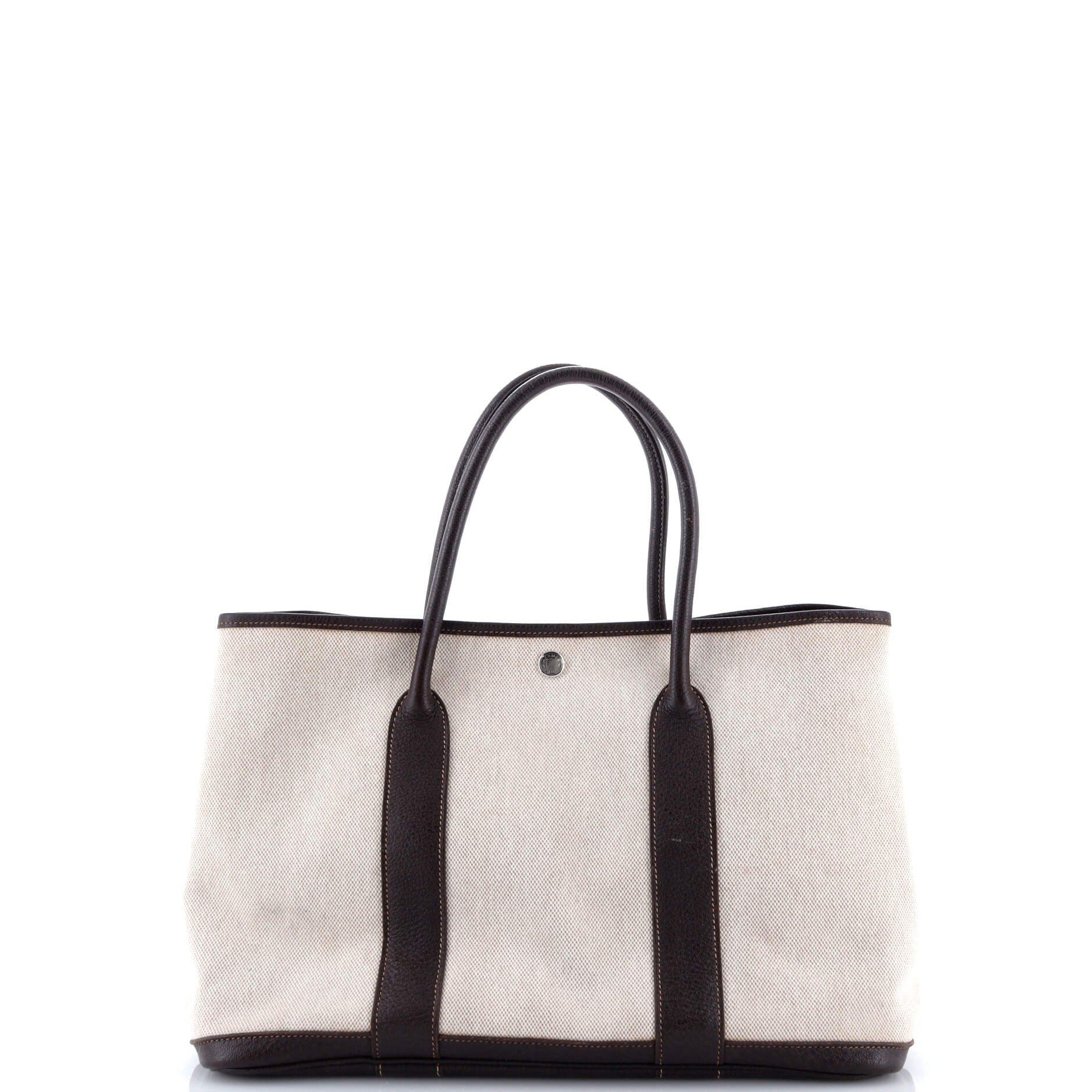 Pre-Owned Hermes Garden Party Tote Toile and Leather 36, Alternate, color, Cocaon