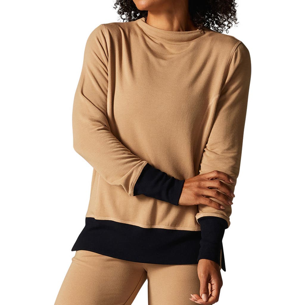Tavi Cozy Funnel Neck Sweatshirt In Brown