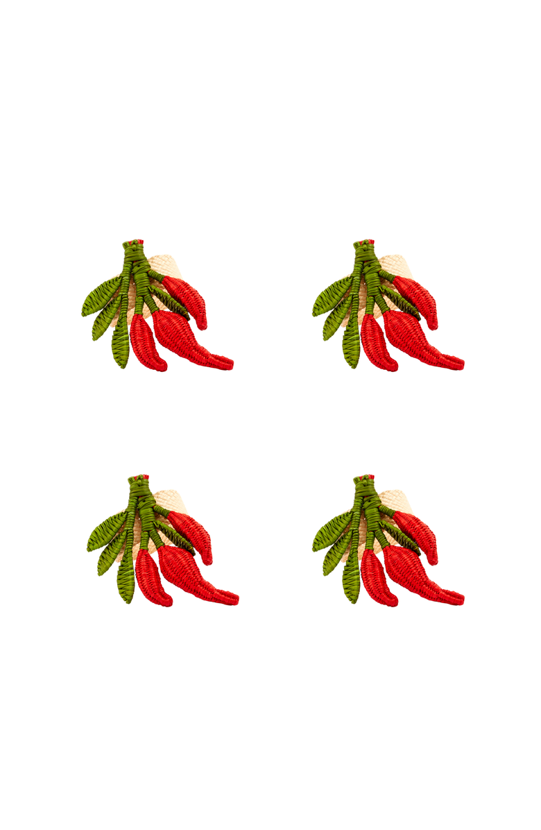 Coro Cora Red Chili Pepper Napkin Ring - Set of 4, Main, color,