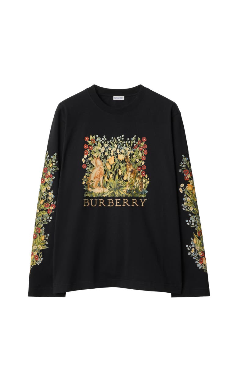 Burberry Long-sleeve Forest Cotton T-shirt, Alternate, color, Black