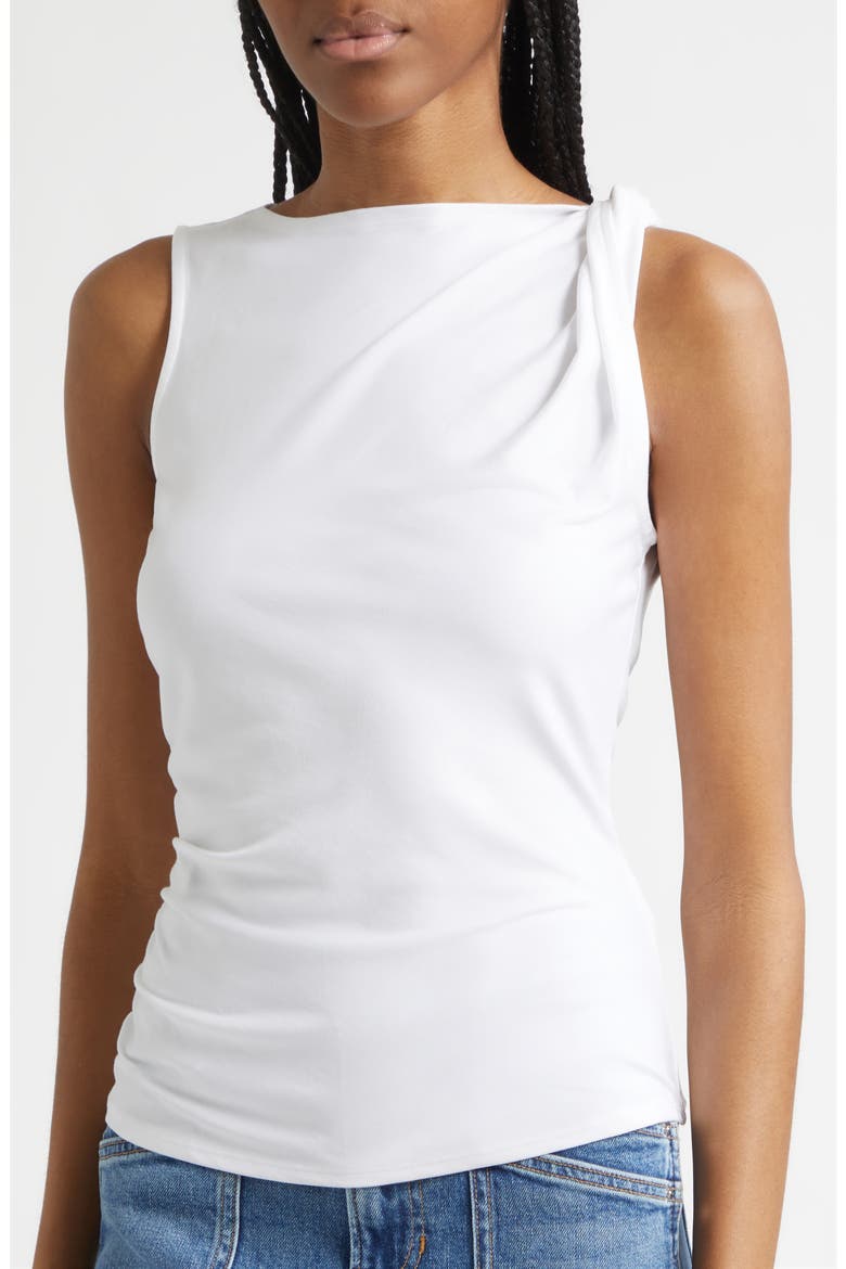 Otessa Twist Shoulder Ruched Top, Alternate, color, WHITE
