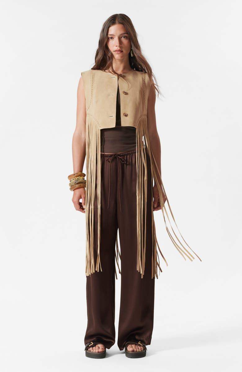 & Other Stories Didi Drawstring Wide Leg Pants, Alternate, color, Brown Dark