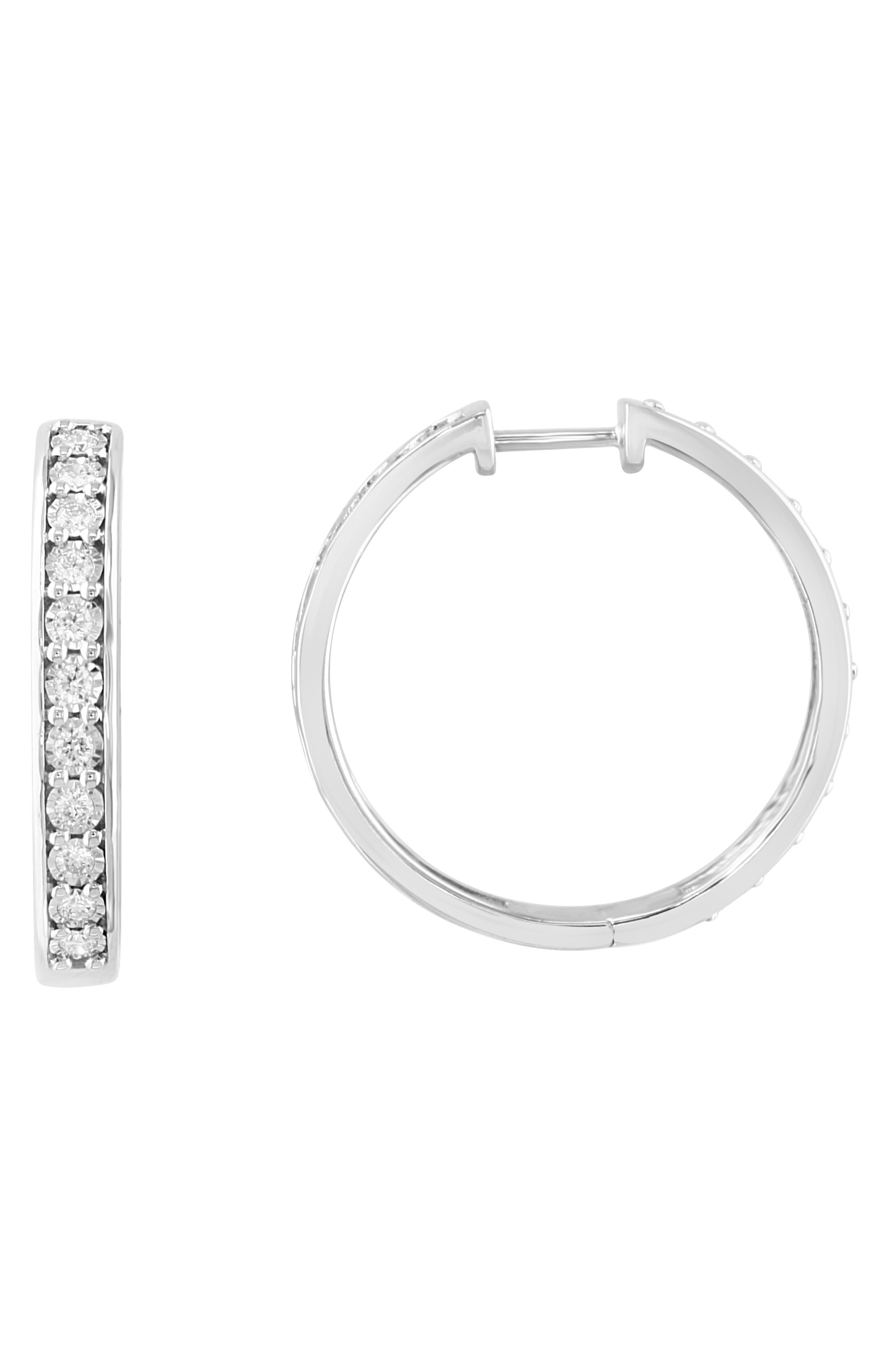 EFFY Sterling Silver Lab Grown Diamond Hoop Earrings - 0.48ct.