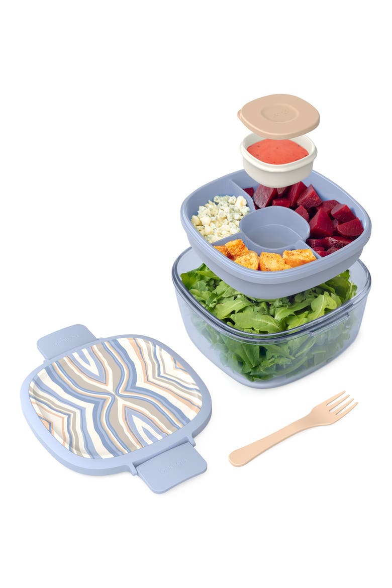 All-in-One Glass Salad Container, Main, color, SOFT BLUE