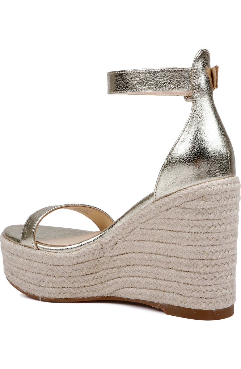 L'AGENCE Avice Ankle Strap Espadrille Platform Wedge Sandal, Alternate, color, Gold