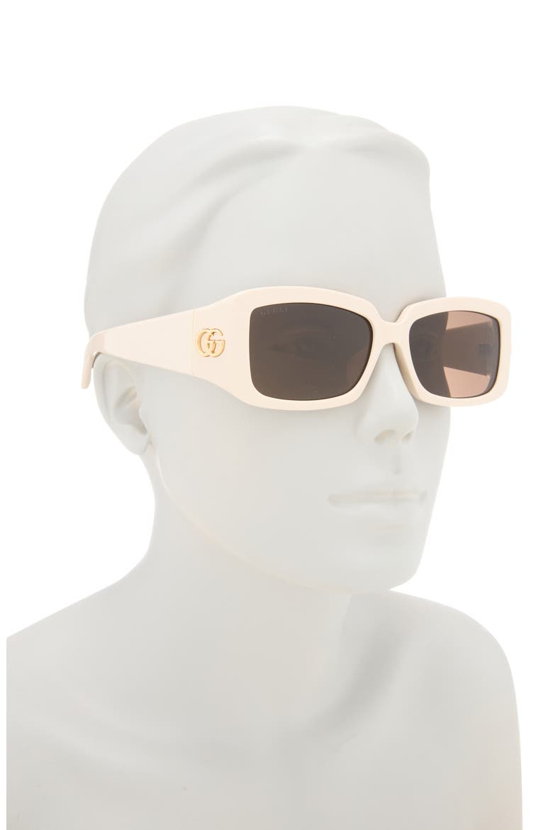54mm Core Rectangular Sunglasses, Alternate, color, IVORY IVORY BROWN