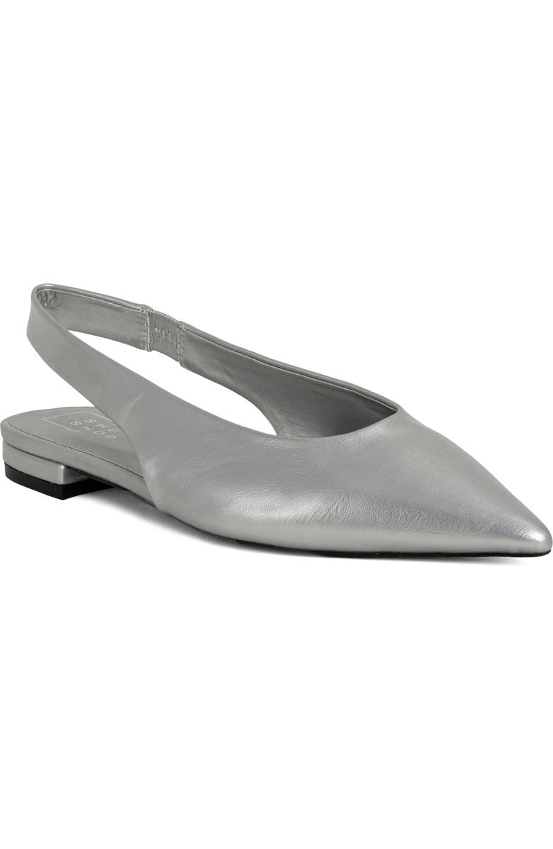 SHUSHOP Amelia Slingback Flat, Main, color, Silver