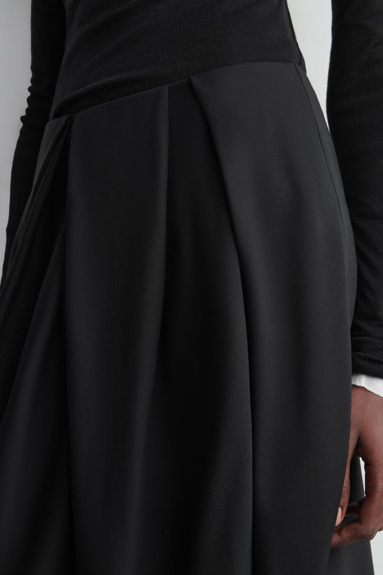 Pleated Wool Midi Tulip Skirt, Alternate, color, BLACK