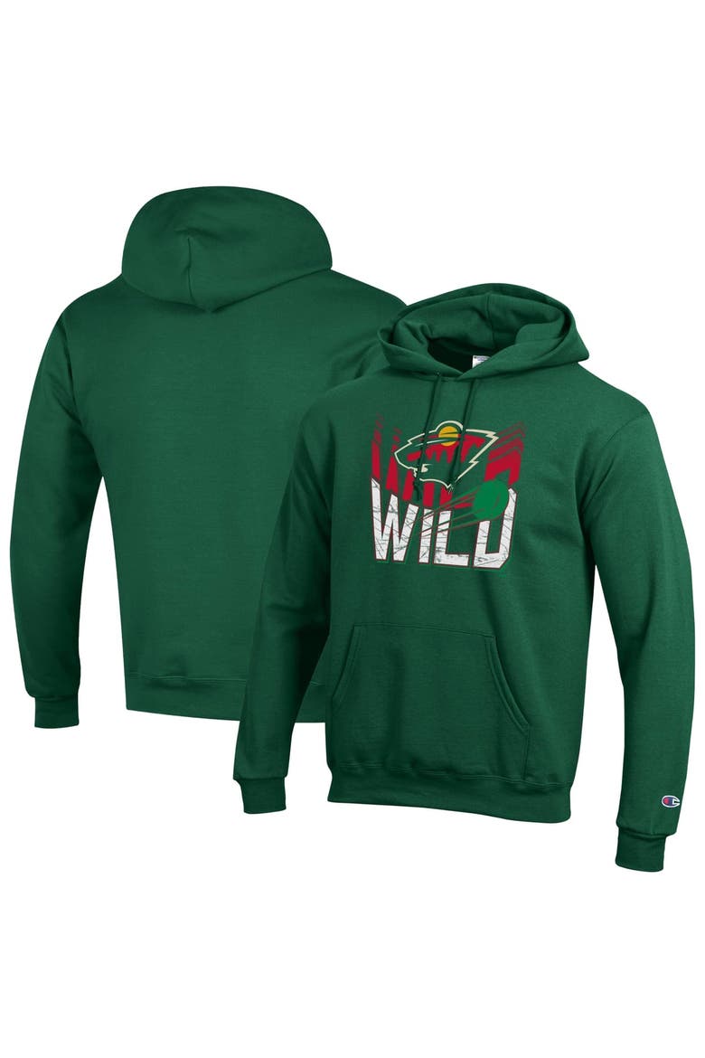 Men's Champion Green Minnesota Wild Powerblend Hoodie, Main, color, Green