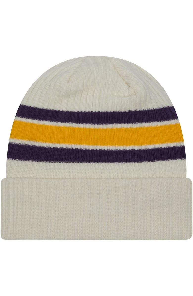 New Era Men's New Era Cream LSU Tigers Vintage Cuffed Knit Hat, Alternate, color, 