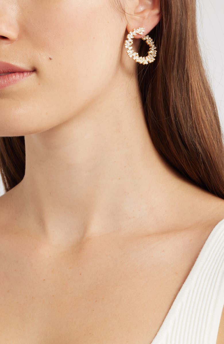 Nordstrom Scattered Baguette Cubic Zirconia Front/Back Earrings, Alternate, color, Clear- Gold