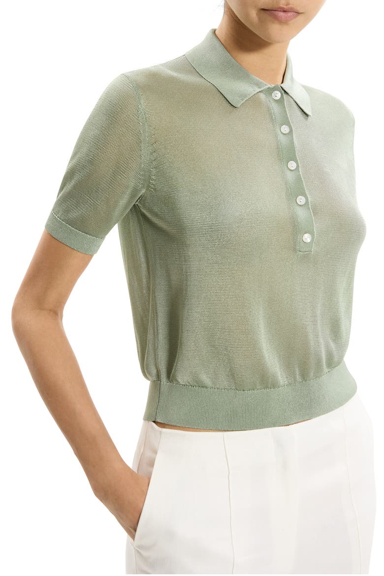 Lustrous Knit Polo Top, Alternate, color, DELICATE GREEN - 2QR