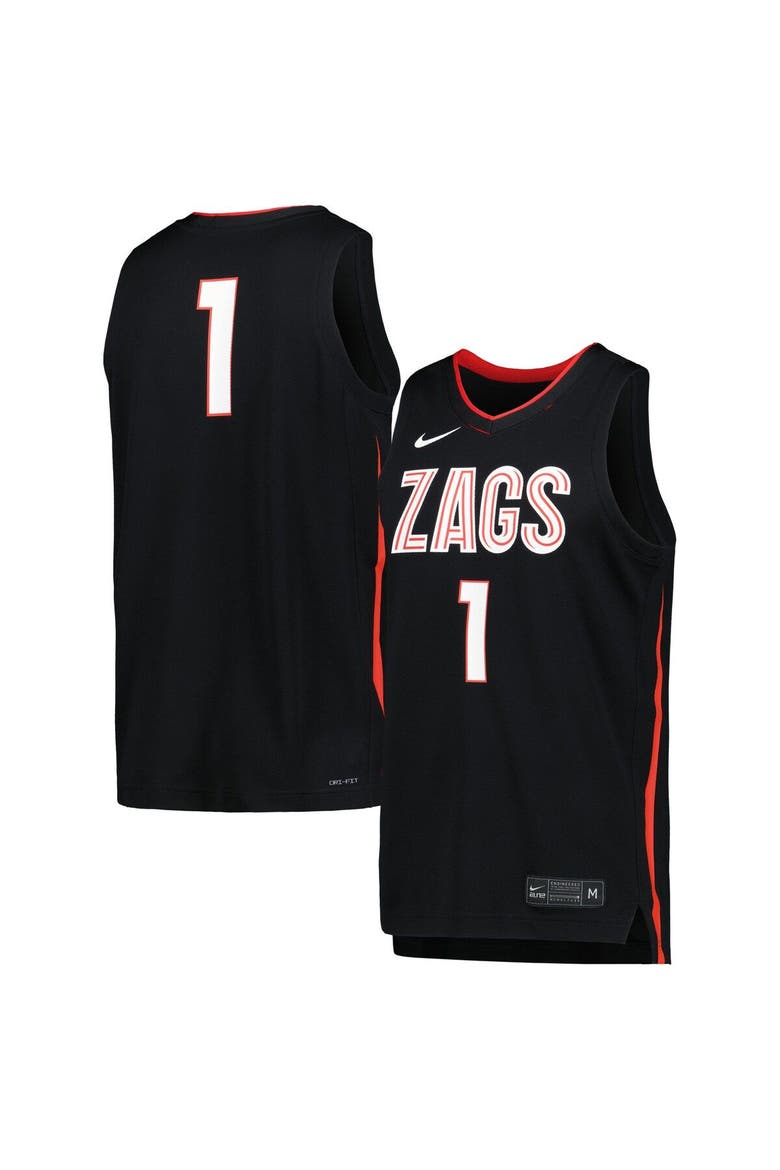 Men's Nike Black Gonzaga Bulldogs Icon Replica Basketball Jersey, Main, color, Black