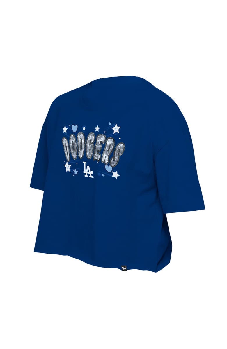 New Era Girls Youth New Era Blue Los Angeles Dodgers Flip Sequin Team T-Shirt, Alternate, color, 