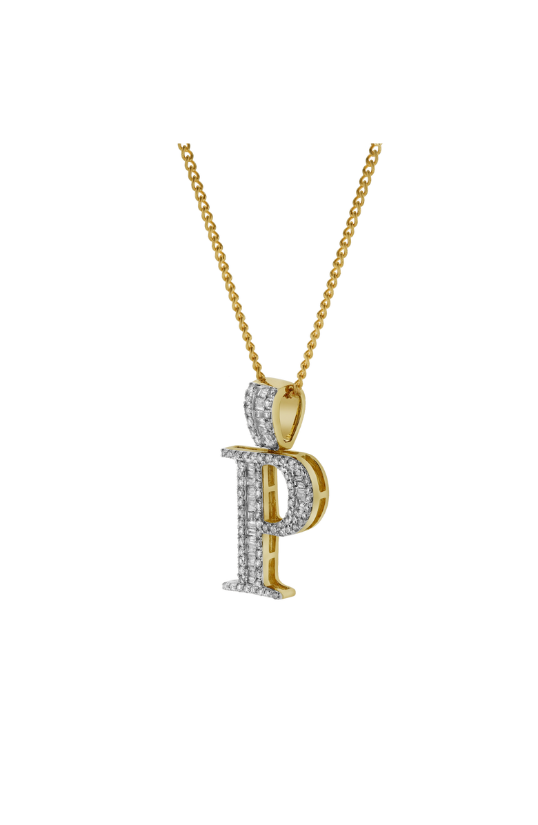 LuvMyJewelry P Initial Diamond Pendant 10K Yellow Gold - 0.77 Carats, Alternate, color,