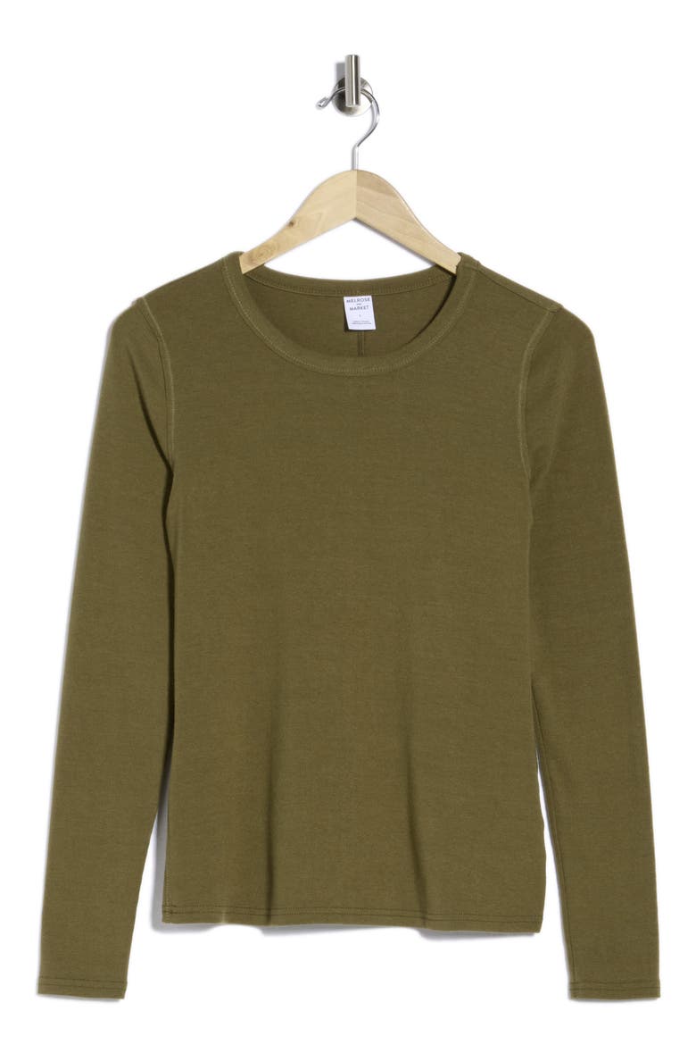 Exposed Seam Long Sleeve T-Shirt, Alternate, color, OLIVE DARK