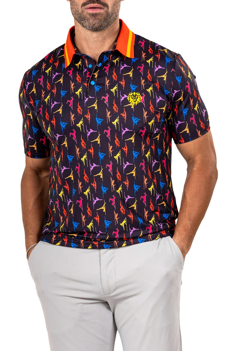 Martyr Print Golf Polo, Alternate, color, BLACK