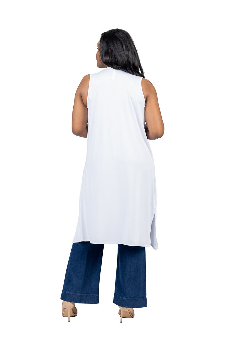24seven Comfort Apparel Long Sleeveless Cardigan Vest, Alternate, color, White