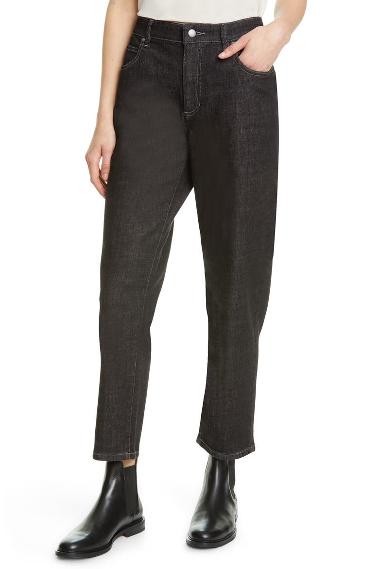 Organic Cotton Stretch Denim Ankle Straight Leg Jeans (Nordstrom Exclusive), Alternate, color, VINTAGE BLACK