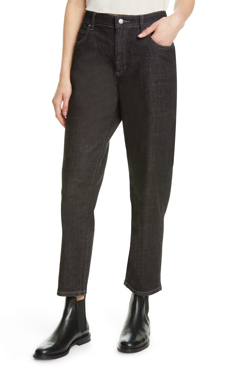 Eileen Fisher Organic Cotton Stretch Denim Ankle Straight Leg Jeans, Alternate, color,