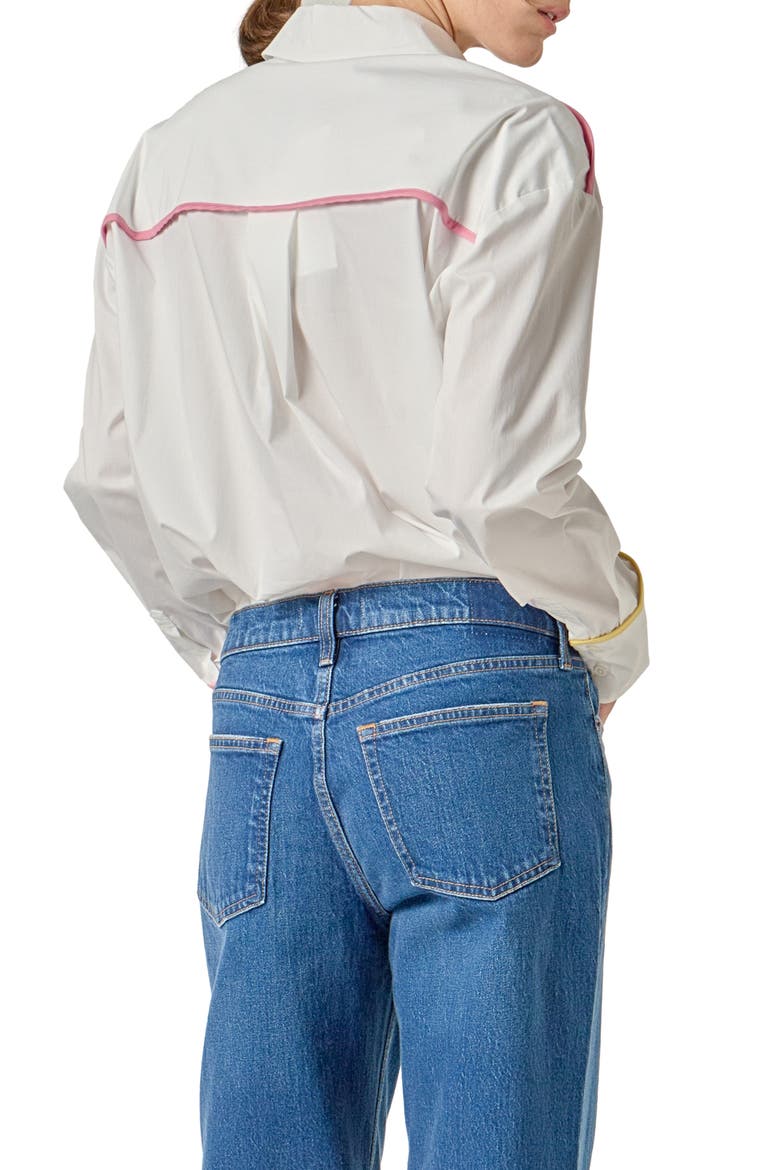 Flat Binding Button-Up Shirt, Alternate, color, IVORY MULTI